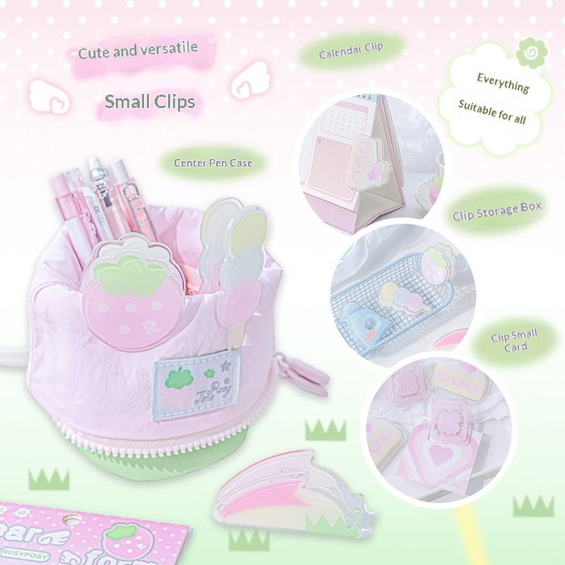 Binder Clip Assorted - RosyPosy Şeffaf Akrilik Klips Sevimli Kağıt