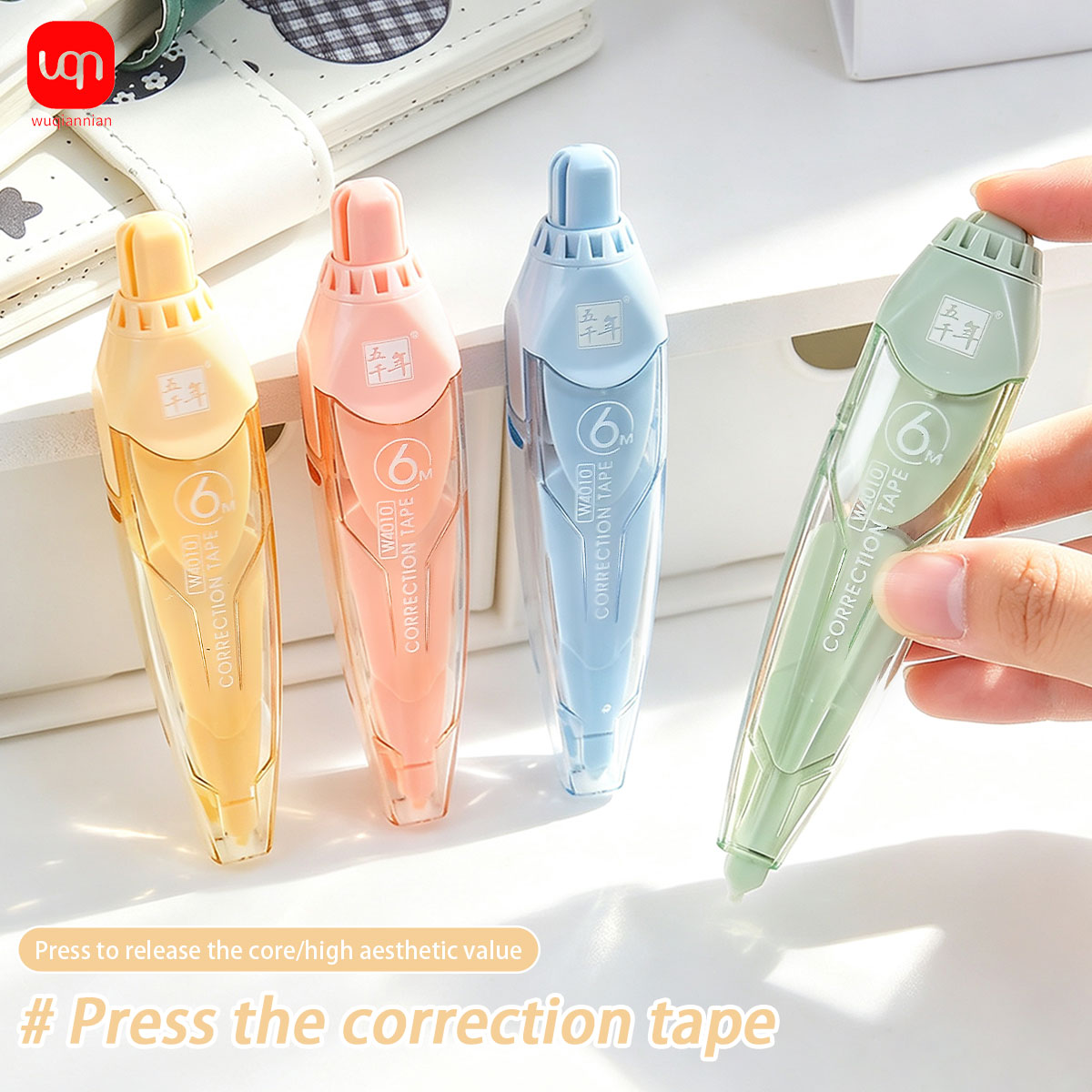 Correction Tape Roller - 6m Düzeltme Bandı, Düğmeli Kalem Tasarımı,